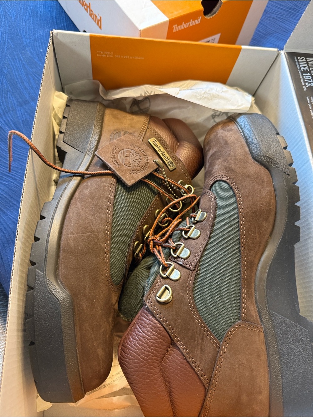 Timberland Brown and Green Men’s Leather Hiking Boots